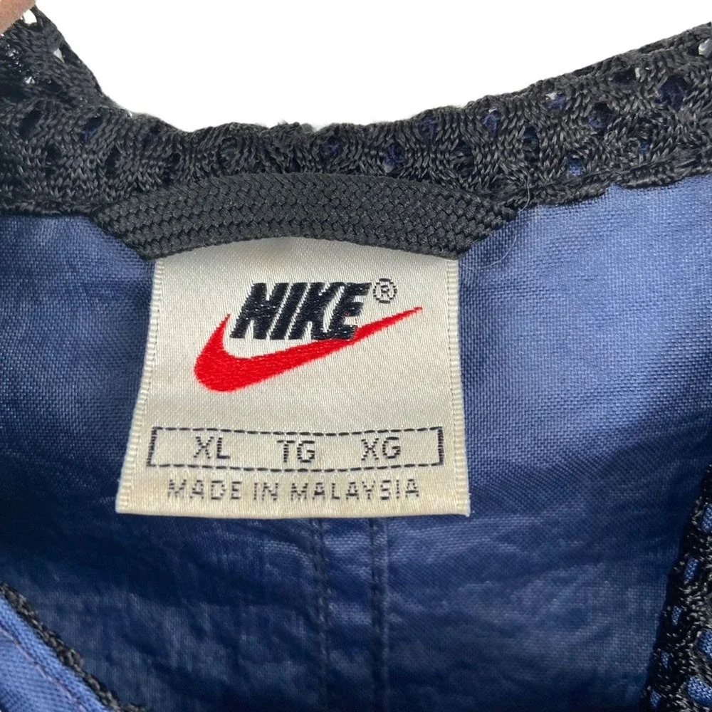 Vintage Nike Windbreaker‎ Anorak Half Zip Hooded Jacket Navy Blue Mens XL 90s - Picture 3 of 13